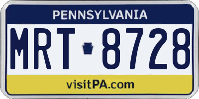 PA license plate MRT8728