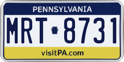 PA license plate MRT8731