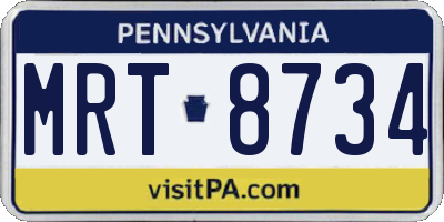 PA license plate MRT8734