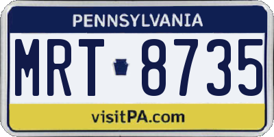PA license plate MRT8735