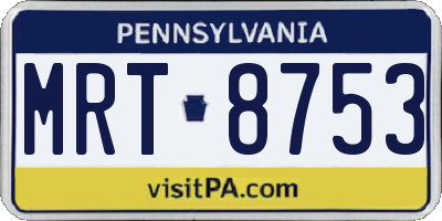 PA license plate MRT8753