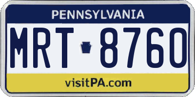 PA license plate MRT8760