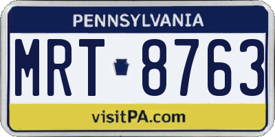 PA license plate MRT8763
