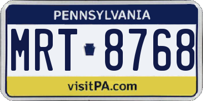 PA license plate MRT8768