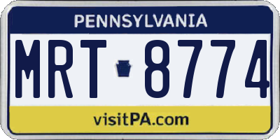 PA license plate MRT8774