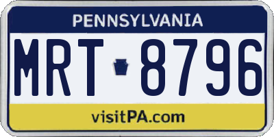PA license plate MRT8796