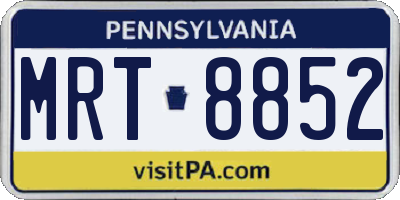 PA license plate MRT8852