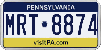 PA license plate MRT8874