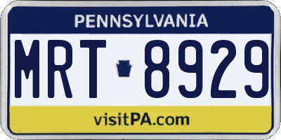 PA license plate MRT8929