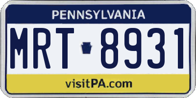PA license plate MRT8931
