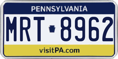 PA license plate MRT8962