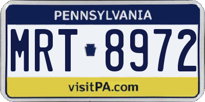 PA license plate MRT8972