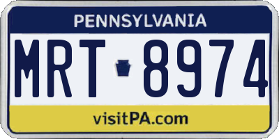 PA license plate MRT8974