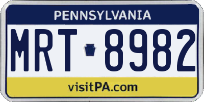 PA license plate MRT8982