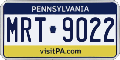 PA license plate MRT9022
