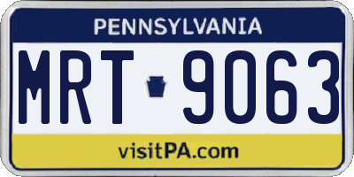 PA license plate MRT9063