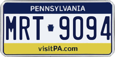 PA license plate MRT9094