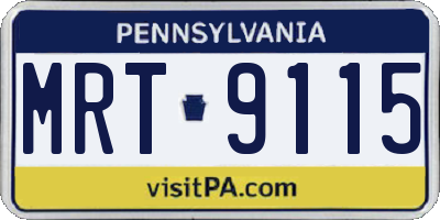 PA license plate MRT9115