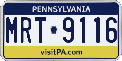 PA license plate MRT9116