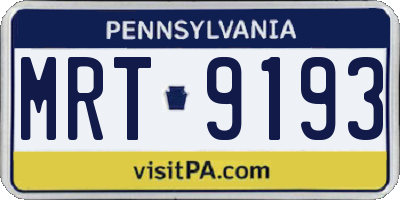 PA license plate MRT9193