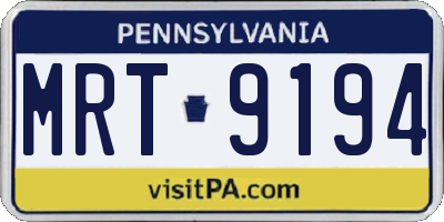 PA license plate MRT9194