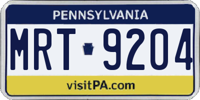 PA license plate MRT9204