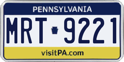 PA license plate MRT9221