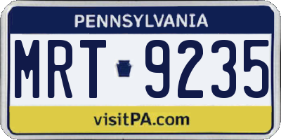 PA license plate MRT9235