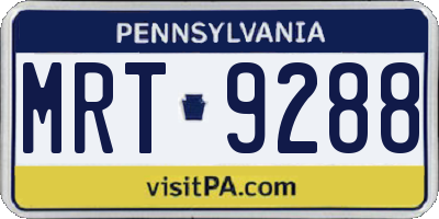 PA license plate MRT9288