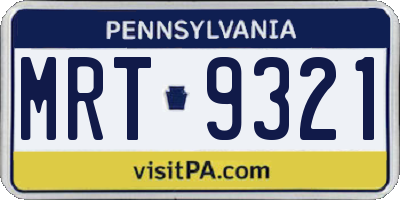 PA license plate MRT9321