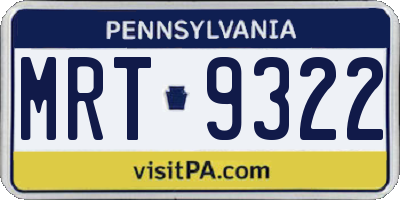 PA license plate MRT9322
