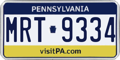 PA license plate MRT9334