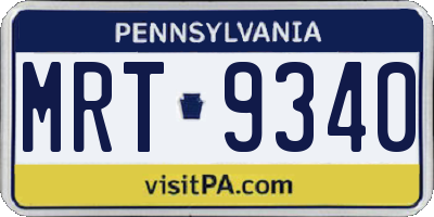 PA license plate MRT9340