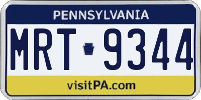 PA license plate MRT9344