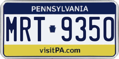 PA license plate MRT9350