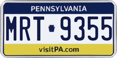PA license plate MRT9355
