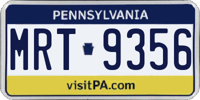 PA license plate MRT9356