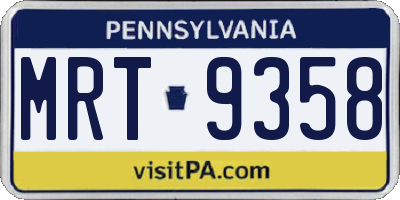 PA license plate MRT9358