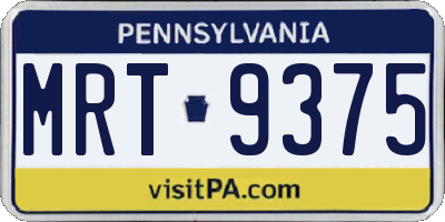 PA license plate MRT9375