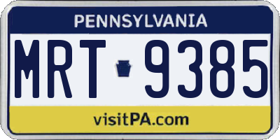 PA license plate MRT9385