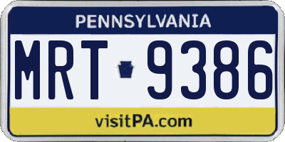 PA license plate MRT9386