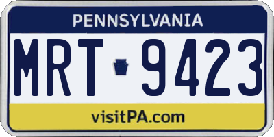 PA license plate MRT9423
