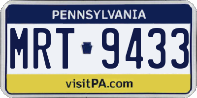 PA license plate MRT9433