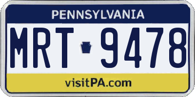 PA license plate MRT9478