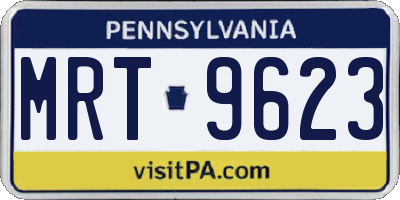 PA license plate MRT9623
