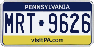 PA license plate MRT9626