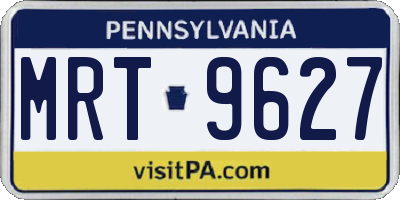 PA license plate MRT9627