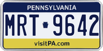 PA license plate MRT9642