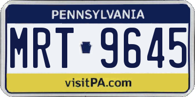 PA license plate MRT9645