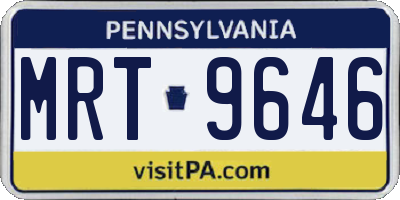 PA license plate MRT9646